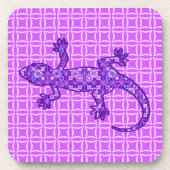 Tribal batik Gecko - Violett und Amethyst lila Untersetzer (Vorderseite)