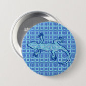 Tribal batik Gecko - Weiches denim blau Button (Vorne & Hinten)