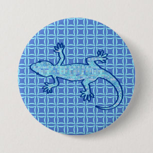 Tribal batik Gecko - Weiches denim blau Button
