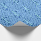 Tribal batik Gecko - Weiches denim blau Geschenkpapier (Ecke)