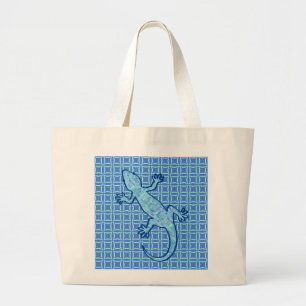 Tribal batik Gecko - Weiches denim blau Jumbo Stoffbeutel