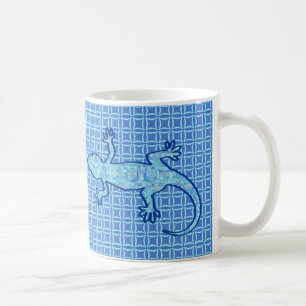 Tribal batik Gecko - Weiches denim blau Kaffeetasse