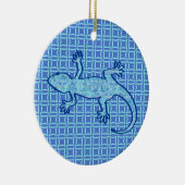 Tribal batik Gecko - Weiches denim blau Keramik Ornament (Rechts)