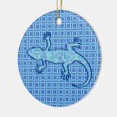 Tribal batik Gecko - Weiches denim blau Keramik Ornament (Links)
