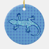 Tribal batik Gecko - Weiches denim blau Keramik Ornament (Hinten)