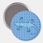 Tribal batik Gecko - Weiches denim blau Magnet (Vorderseite/Rückseite)