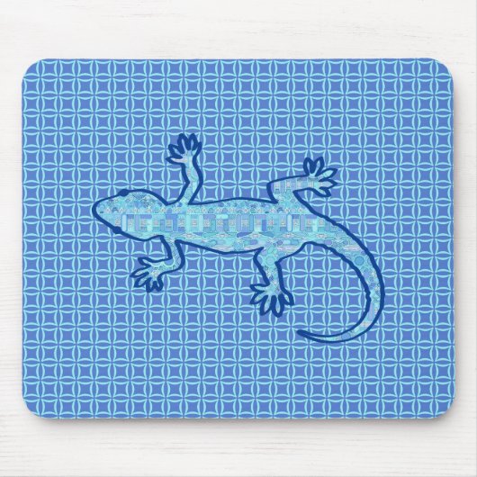 Tribal batik Gecko - Weiches denim blau Mousepad (Vorne)