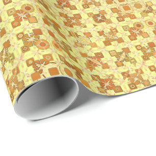 Tribal Batik - goldgelb, braun und braun Geschenkpapier