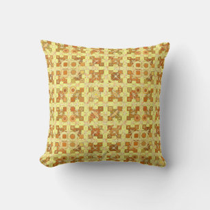 Tribal Batik - goldgelb, braun und braun Kissen