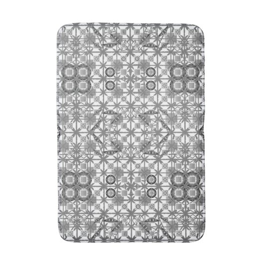 Tribal Batik - grau / grau, schwarz und weiß Badematte (Vorderseite Vertikal)