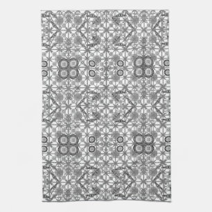 Tribal Batik - grau / grau, schwarz und weiß Handtuch