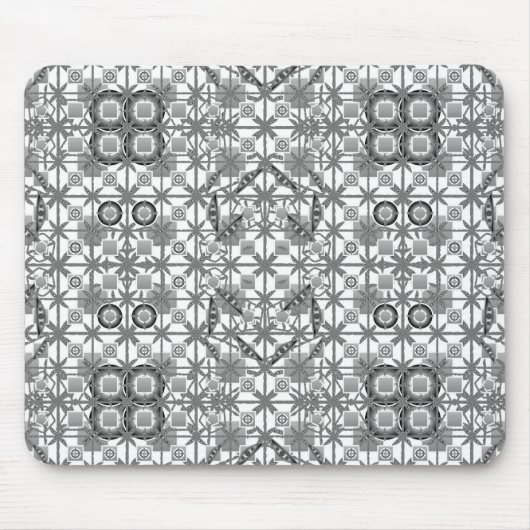 Tribal Batik - grau / grau, schwarz und weiß Mousepad (Vorne)