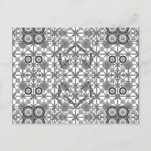 Tribal Batik - grau / grau, schwarz und weiß Postkarte