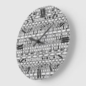Tribal Batik - Grautöne Große Wanduhr (Winkel)