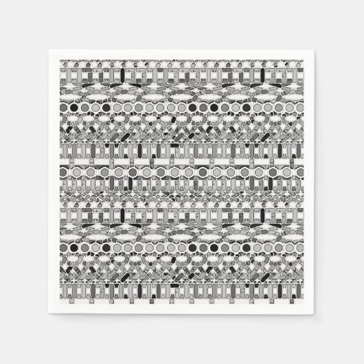 Tribal Batik - Grautöne Serviette (Vorderseite)