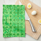 Tribal Batik - grüne Farbtöne Geschirrtuch (Viertel Falte)