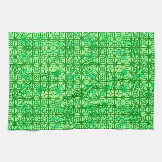 Tribal Batik - grüne Farbtöne Geschirrtuch (Horizontal)