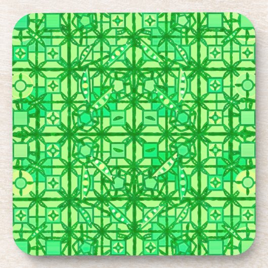 Tribal Batik - grüne Farbtöne Getränkeuntersetzer (Vorderseite)