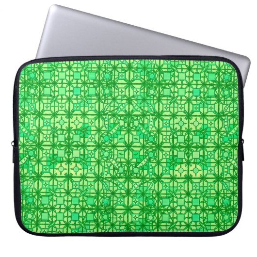 Tribal Batik - grüne Farbtöne Laptopschutzhülle (Vorderseite)