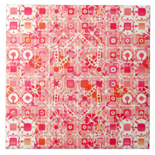 Tribal Batik - Korallenrosa, Korallenorange und -c Fliese