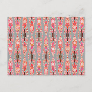 Tribal Batik - Korallenrosa und Silbergrau Postkarte