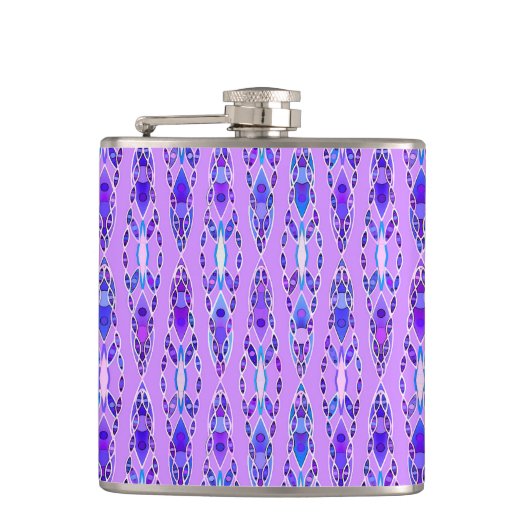 Tribal Batik - Lavender, Blue und Violet Flachmann (Vorderseite)