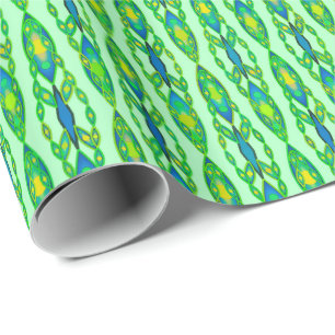 Tribal Batik - Mint, Smaragdgrün und blau Geschenkpapier