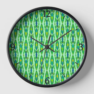 Tribal Batik - Mint, Smaragdgrün und blau Uhr