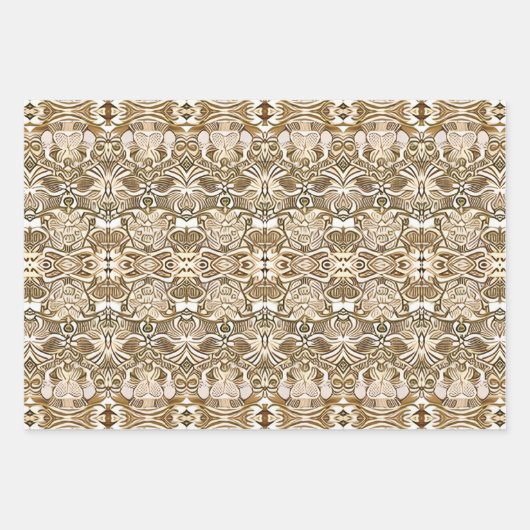Tribal Batik Muster in Coffee Brown und Beige Geschenkpapier Set (Vorderseite 2)