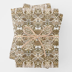 Tribal Batik Muster in Coffee Brown und Beige Geschenkpapier Set