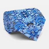 Tribal Batik Muster in Indigo Blau und Weiß Krawatte (Gerollt)