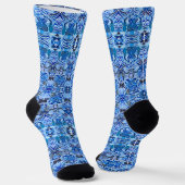 Tribal Batik Muster in Indigo Blau und Weiß Socken (Gewinkelt)