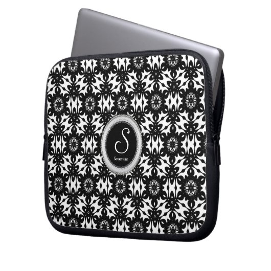 Tribal Batik Muster Monogram 10in Tablet Notebook Laptopschutzhülle (Vorderseite Links)