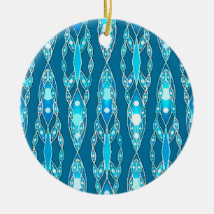 Tribal Batik - Ocean Blue und Aqua Keramikornament