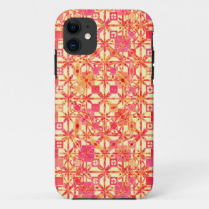 Tribal Batik - orange, korallenrosa und fuchsia iPhone 11 Hülle