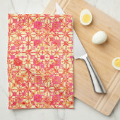 Tribal Batik - orange, korallenrosa und fuchsia Geschirrtuch (Viertel Falte)