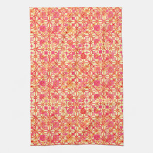 Tribal Batik - orange, korallenrosa und fuchsia Geschirrtuch