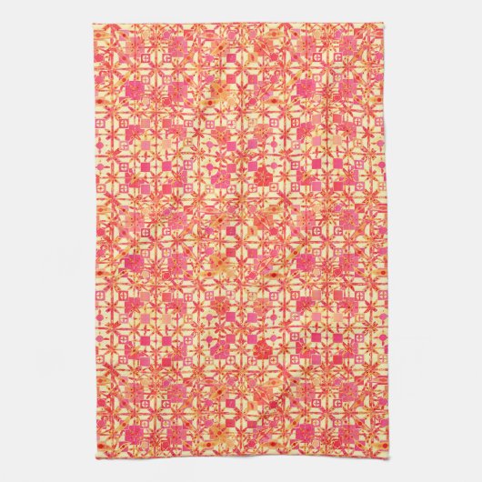 Tribal Batik - orange, korallenrosa und fuchsia Geschirrtuch (Vertikal)