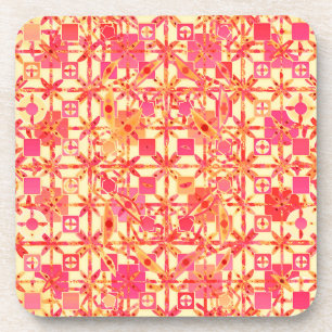 Tribal Batik - orange, korallenrosa und fuchsia Getränkeuntersetzer