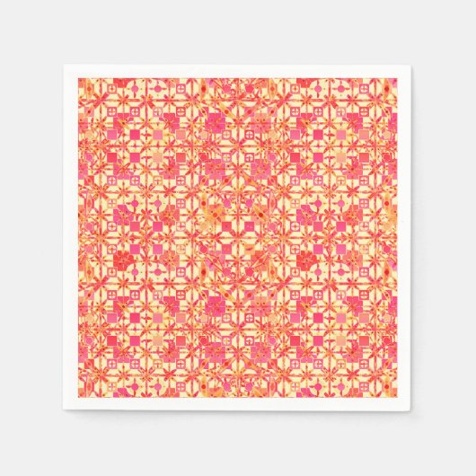 Tribal Batik - orange, korallenrosa und fuchsia Serviette (Vorderseite)