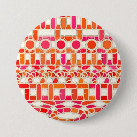 Tribal Batik - Orange- und Rosatöne Button (Vorderseite)