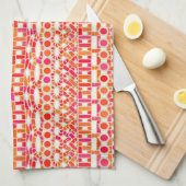 Tribal Batik - Orange- und Rosatöne Geschirrtuch (Viertel Falte)