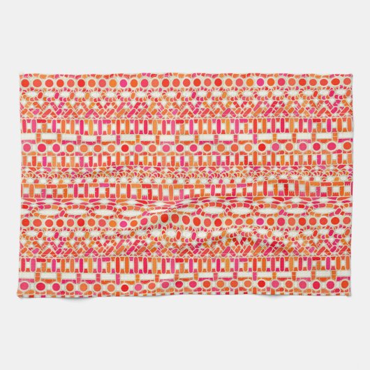Tribal Batik - Orange- und Rosatöne Geschirrtuch (Horizontal)