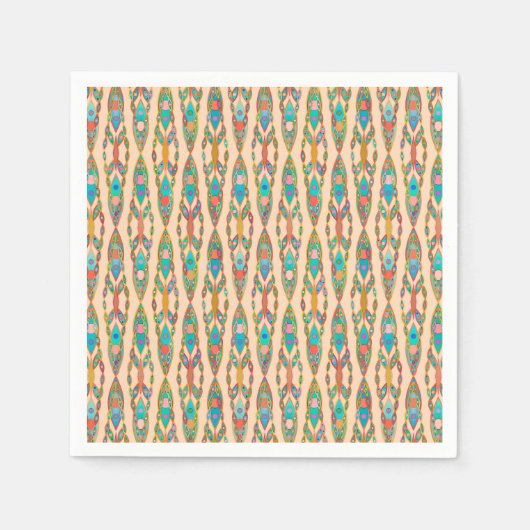 Tribal Batik - Pfirsichrosa und Türkis Serviette (Vorderseite)