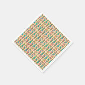 Tribal Batik - Pfirsichrosa und Türkis Serviette (Ecke)