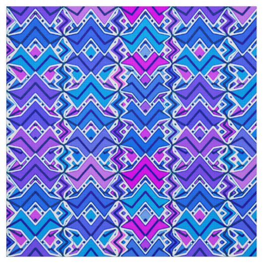 Tribal Batik Print, Blau, Violet und Weiß Stoff (Muster)