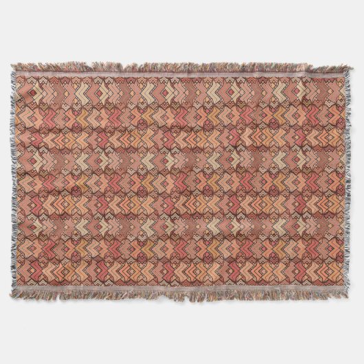 Tribal Batik Print, Braun, Rost und Erdton Decke (Vorderseite)