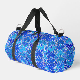 Tribal Batik Print, Cobalt und Cerulean Blue Duffle Bag