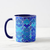 Tribal Batik Print, Cobalt und Cerulean Blue Tasse (Links)
