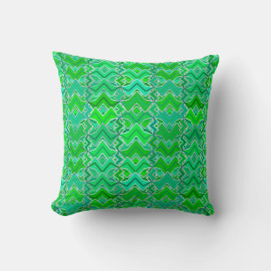 Tribal Batik Print, Jade Green und Lime Green Kissen